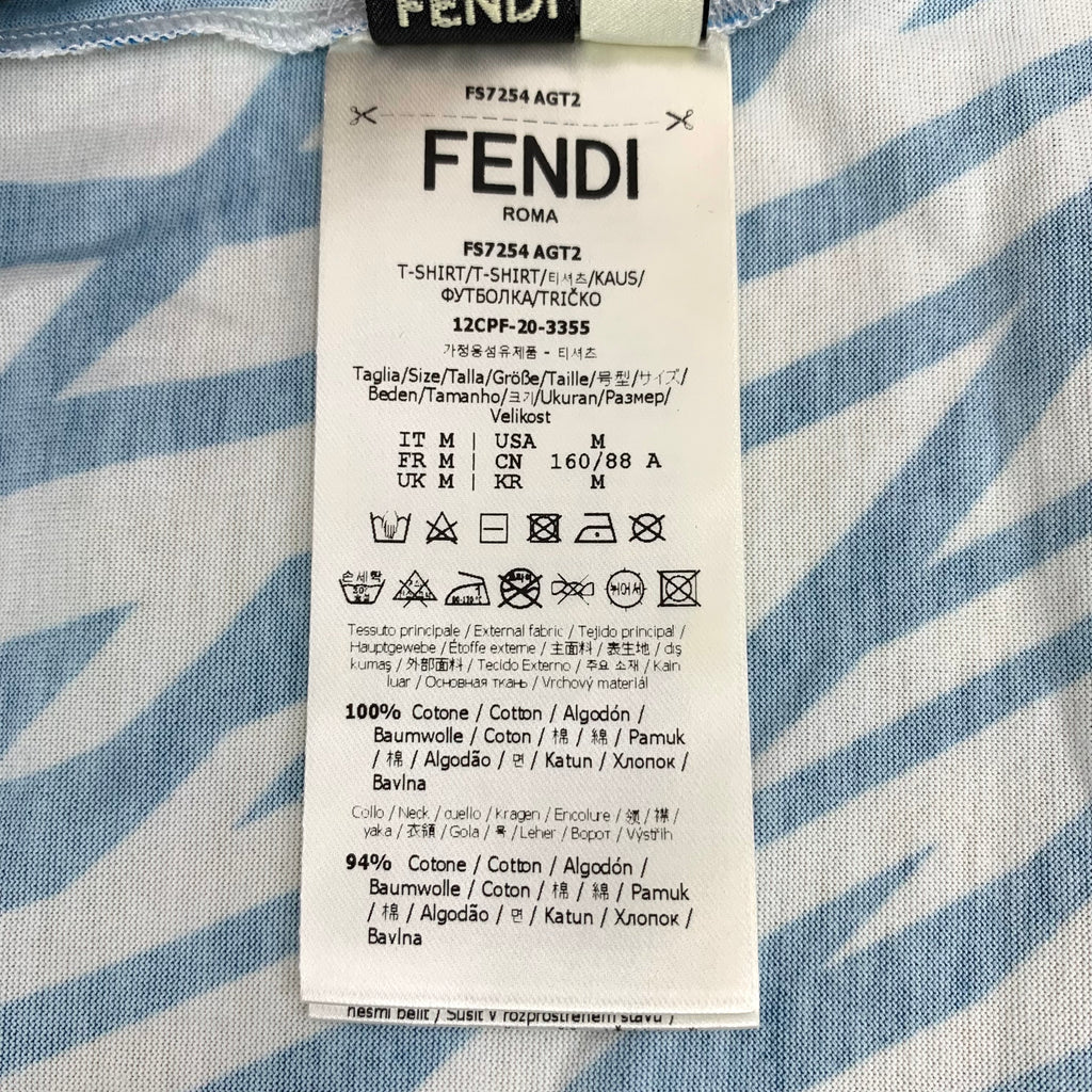 Fendi Blue Logo Cotton Crew Neck T-Shirt M WITH TAG