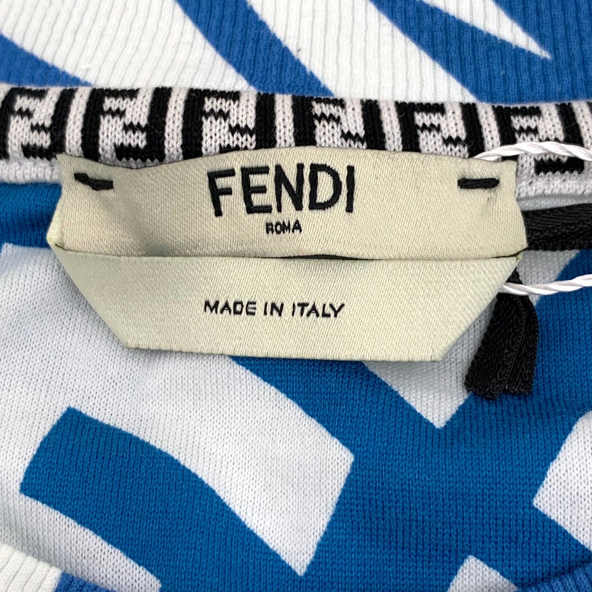 Fendi Blue Logo Cotton Crew Neck T-Shirt M WITH TAG