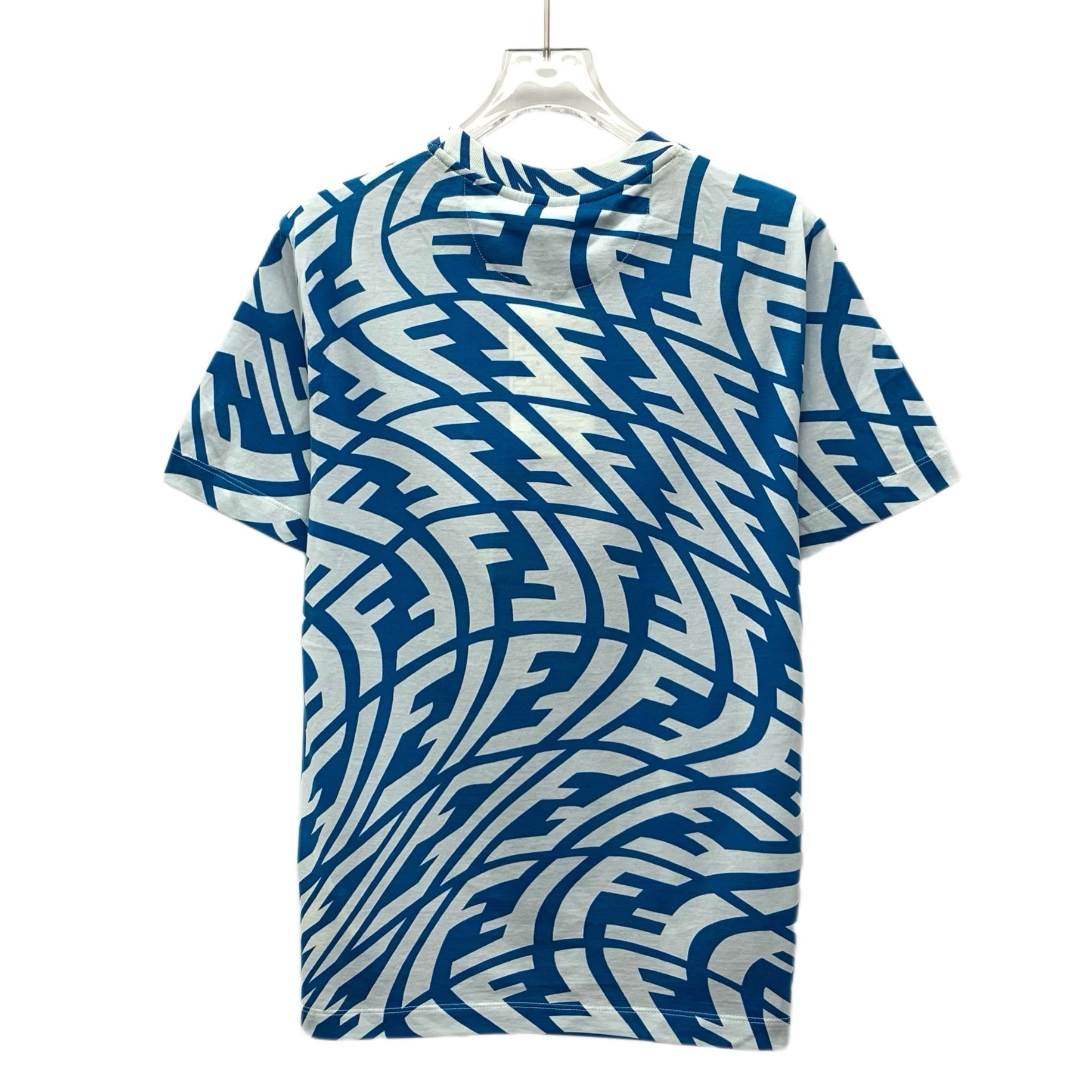 Fendi Blue Logo Cotton Crew Neck T-Shirt M WITH TAG