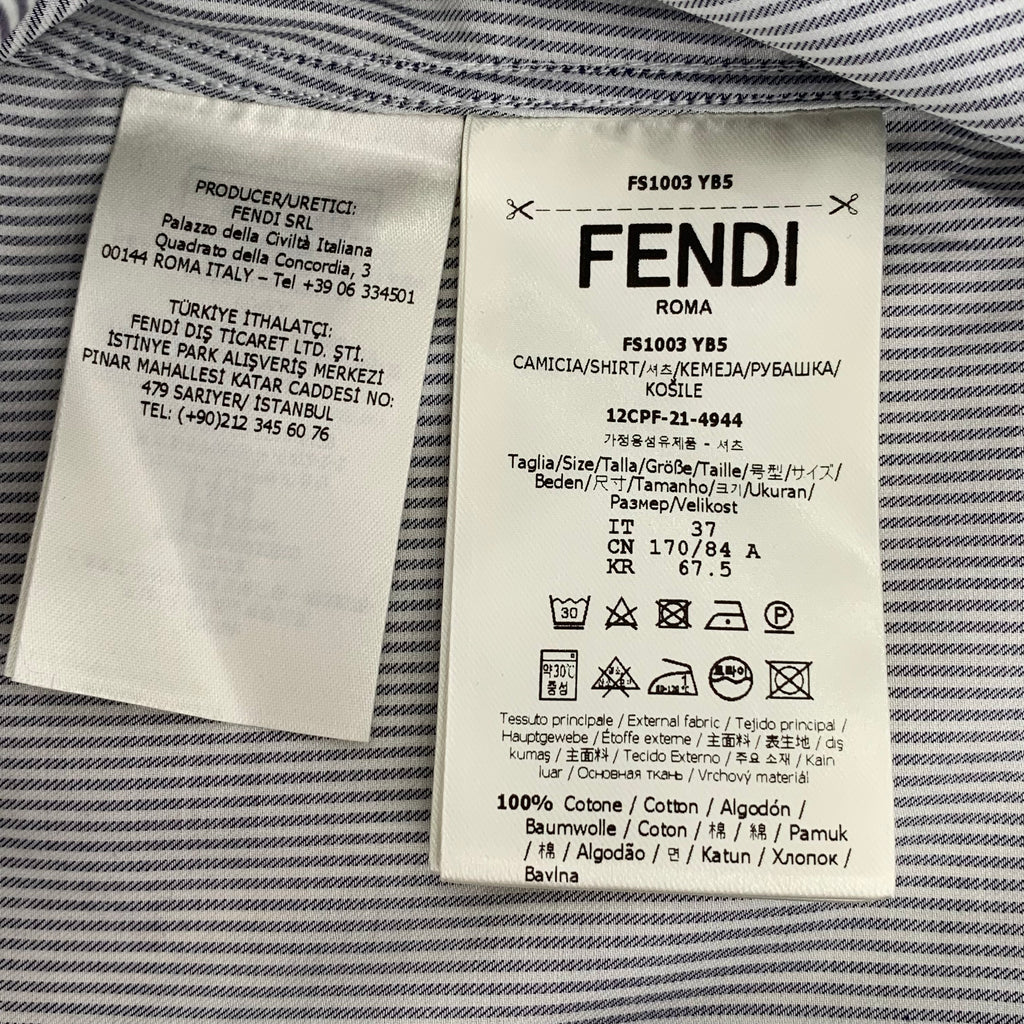 Fendi Fendi Blue Cotton Long Sleeve Shirt  37