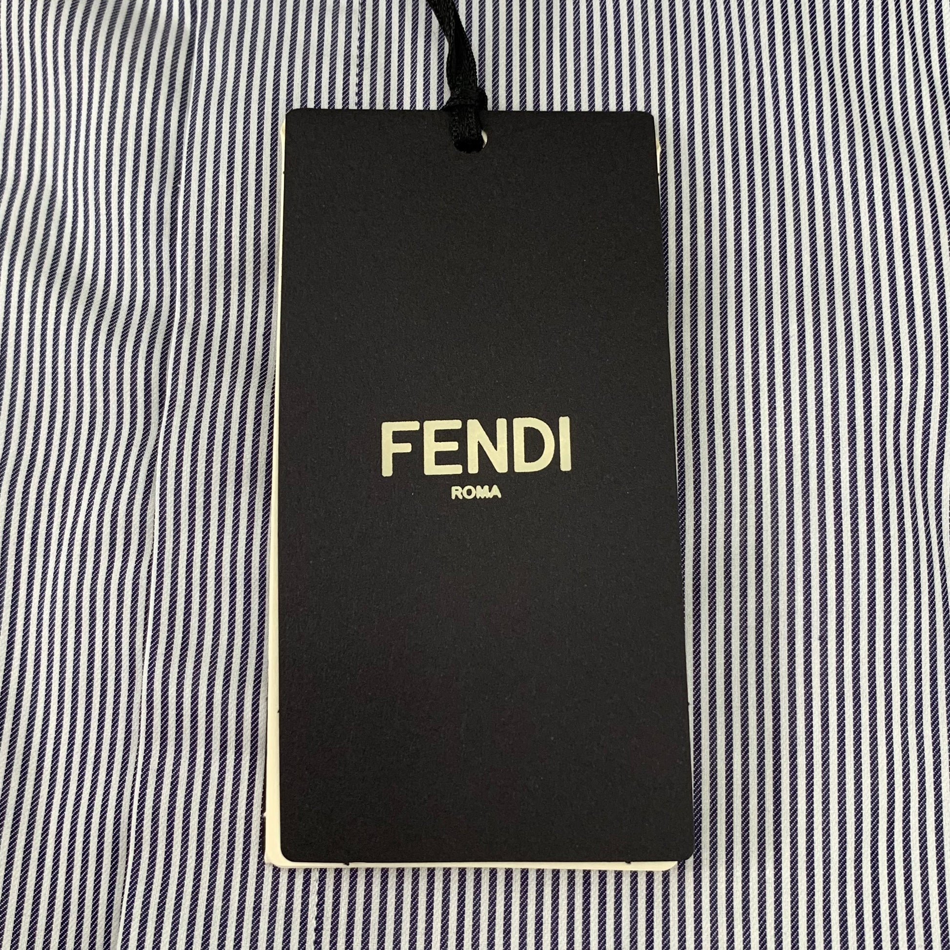 Fendi Fendi Blue Cotton Long Sleeve Shirt  37