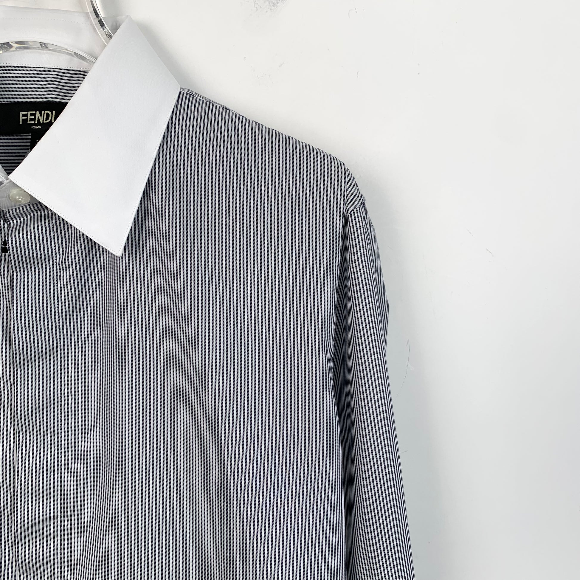 Fendi Fendi Blue Cotton Long Sleeve Shirt  37