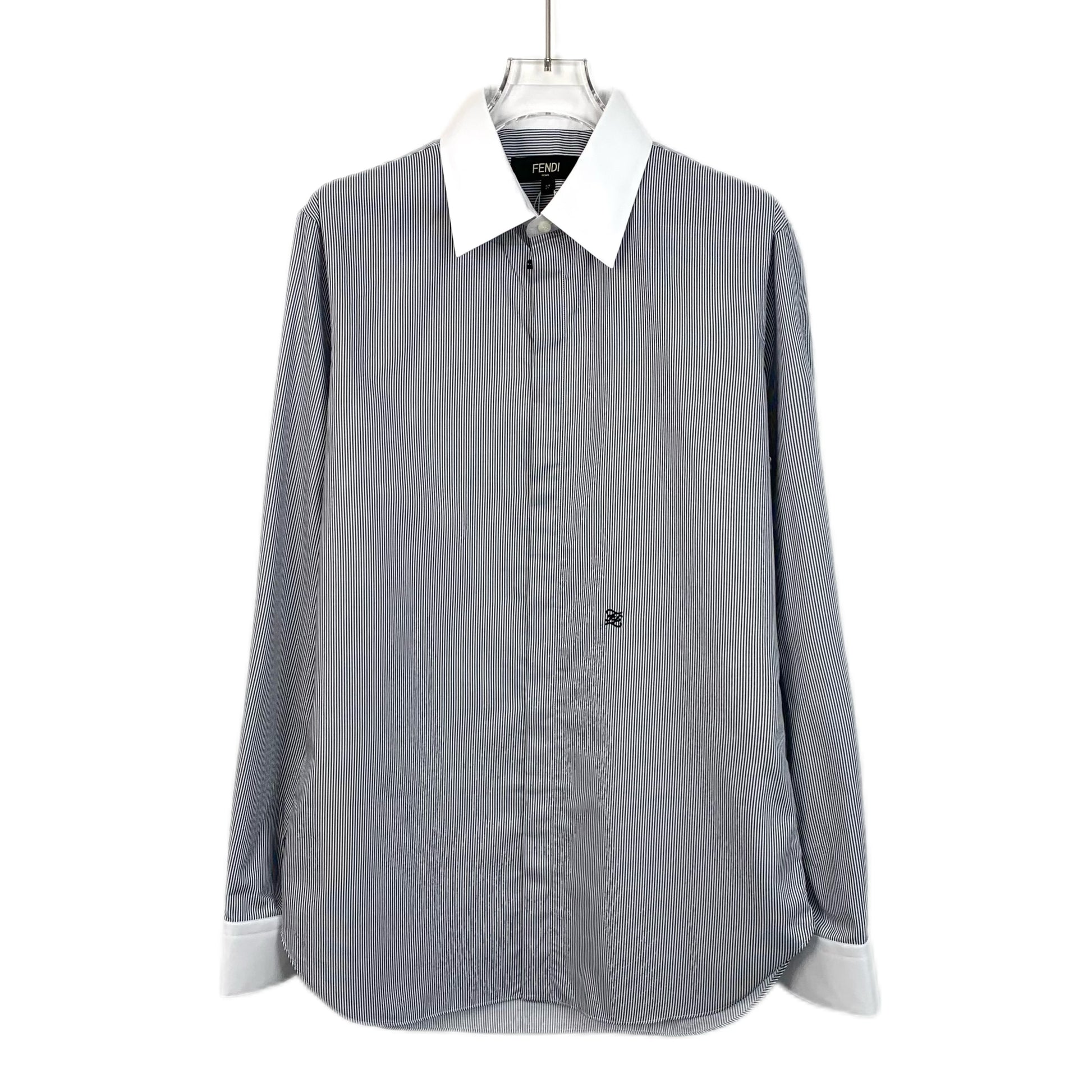 Fendi Fendi Blue Cotton Long Sleeve Shirt  37