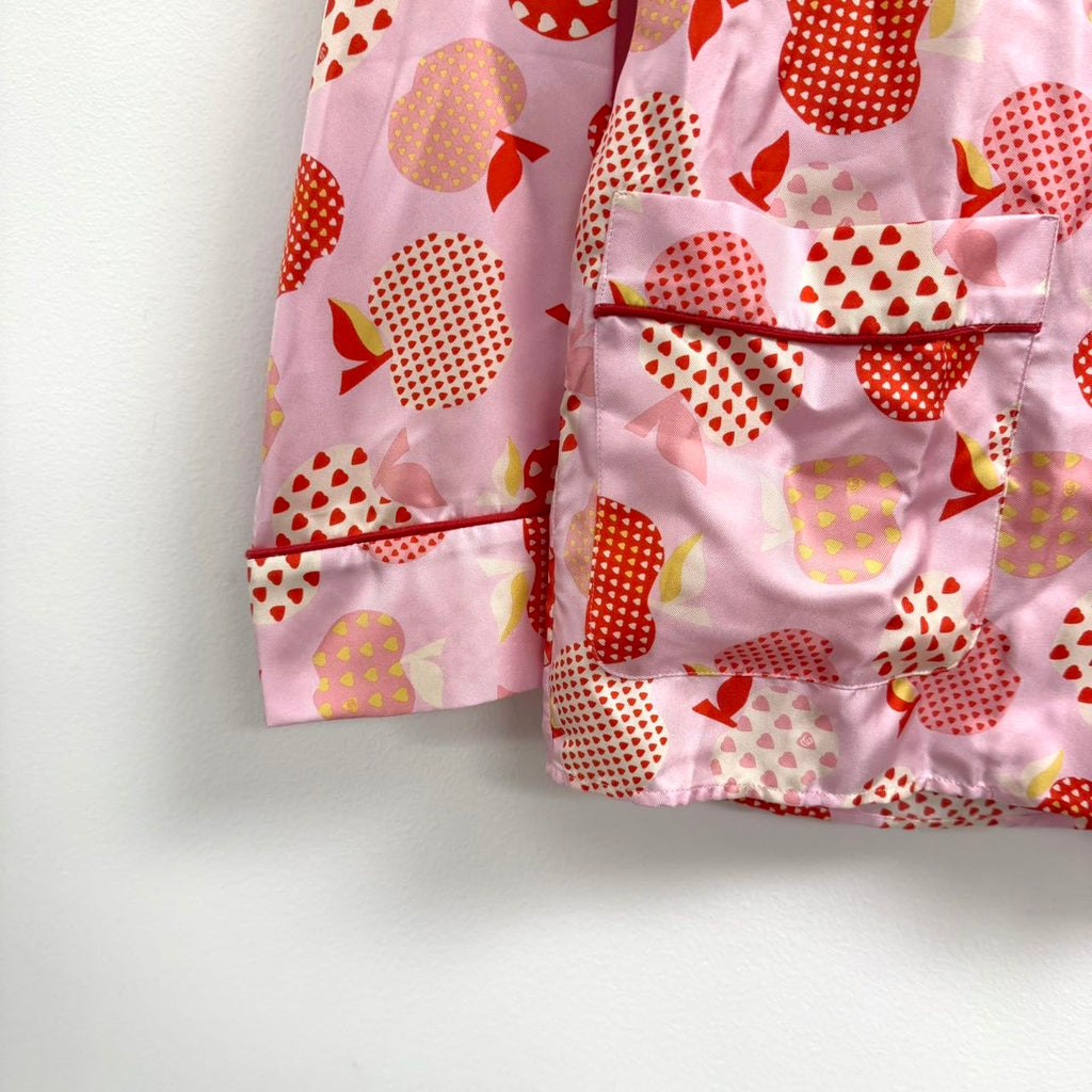 Gucci silk pajama set with a pink apples with hearts print 36