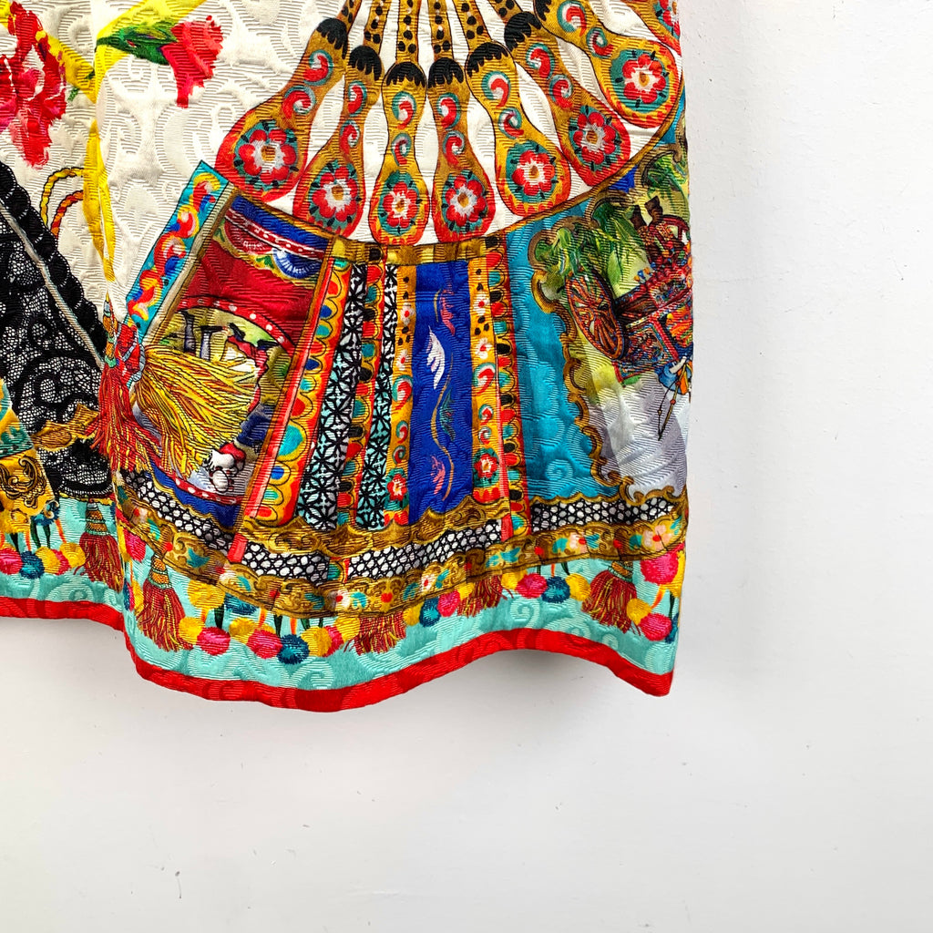 Dolce & Gabbana Multicolor Oriental Fan Print Silk Dress M