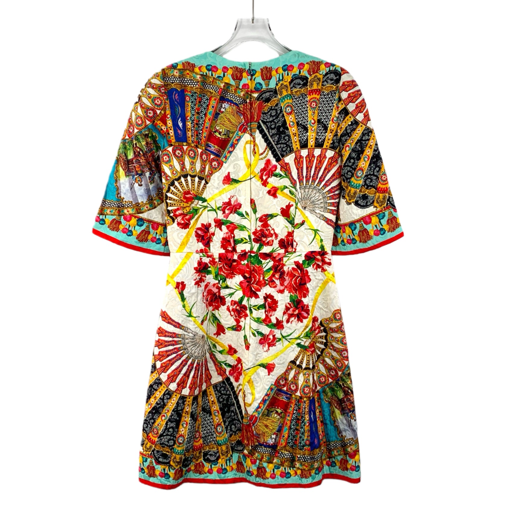 Dolce & Gabbana Multicolor Oriental Fan Print Silk Dress M