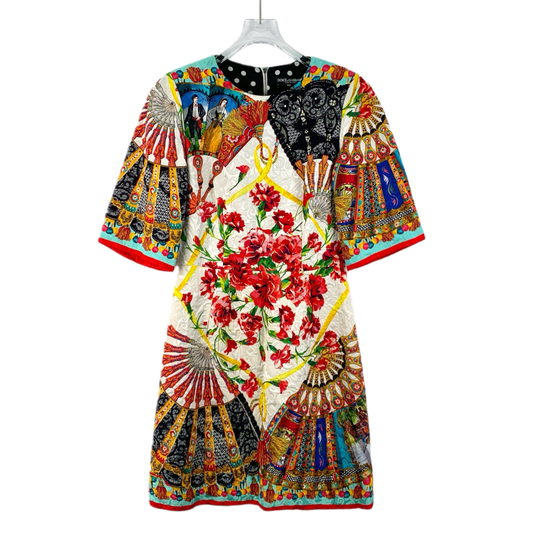 Dolce & Gabbana Multicolor Oriental Fan Print Silk Dress M