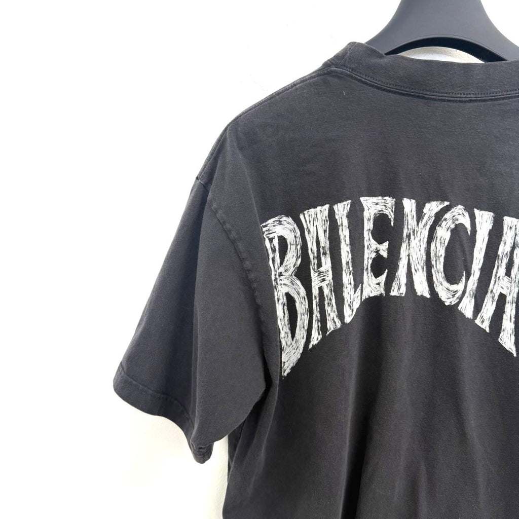 Balenciaga Black Hand-Drawn T-Shirt XS