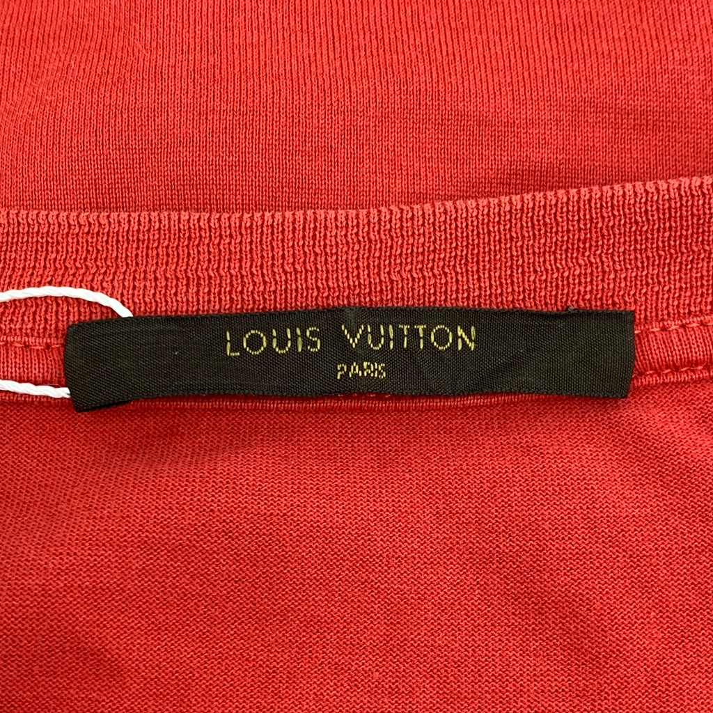 Louis Vuitton Red Cotton Logo Embroidered Crew Neck T-Shirt