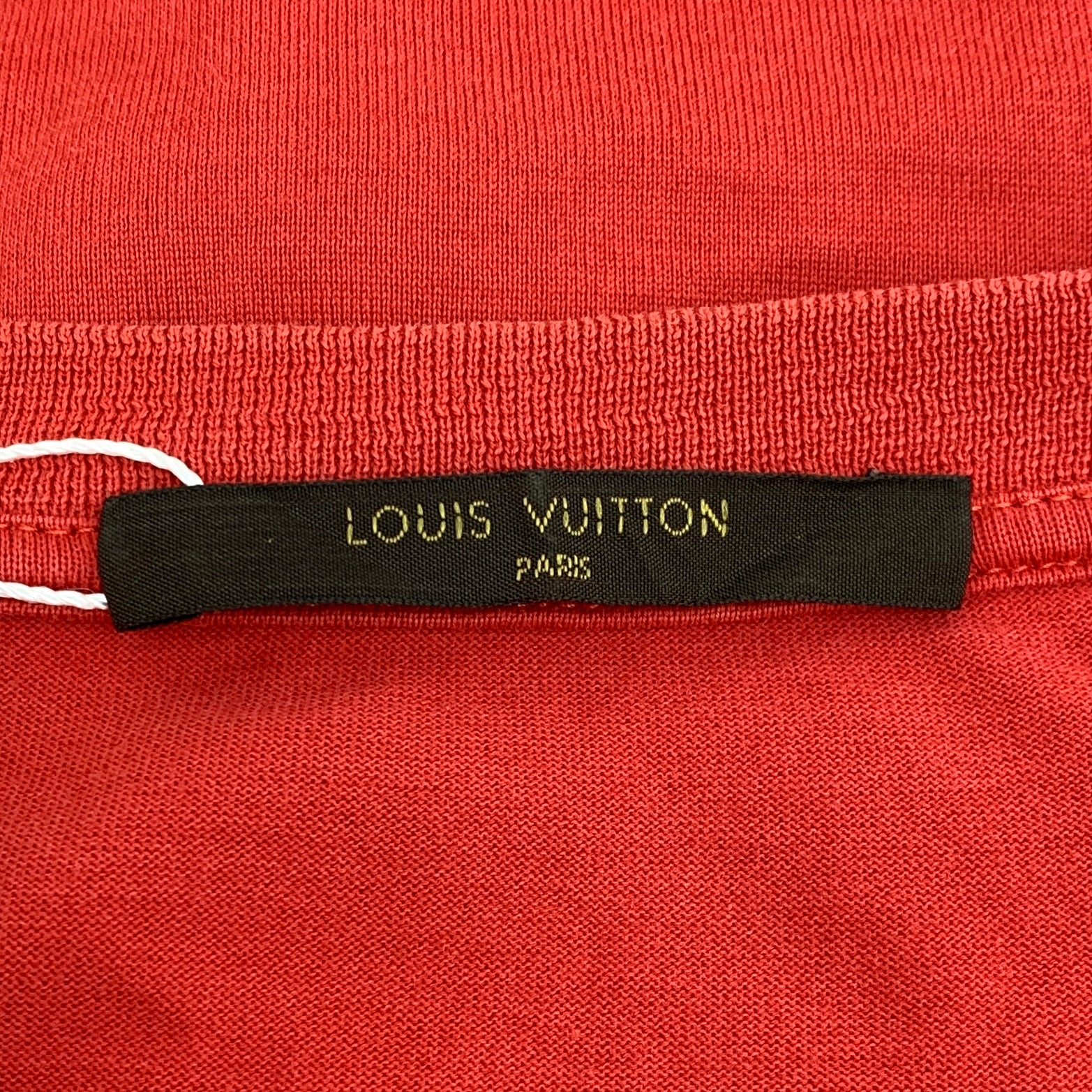 Louis Vuitton Red Cotton Logo Embroidered Crew Neck T-Shirt