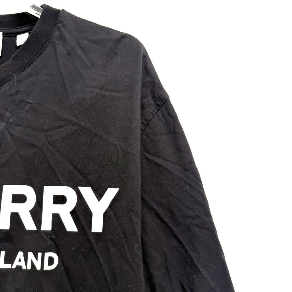 Pre-owned black Burberry Logo Print Cotton-Jersey T-shirt. Size M