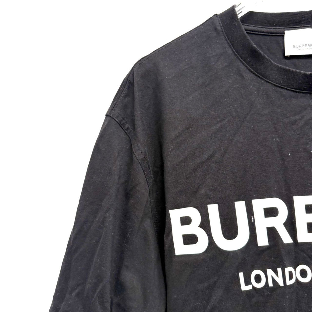 Pre-owned black Burberry Logo Print Cotton-Jersey T-shirt. Size M