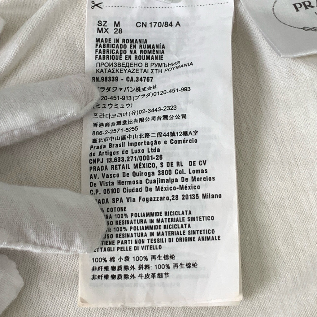 Prada Men's White Cotton T-Shirt with Pocket M