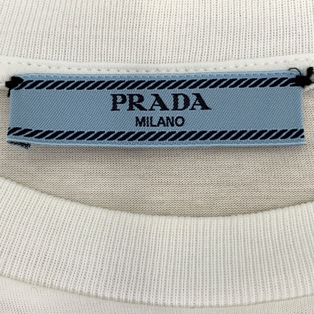 Prada Men's White Cotton T-Shirt with Pocket M