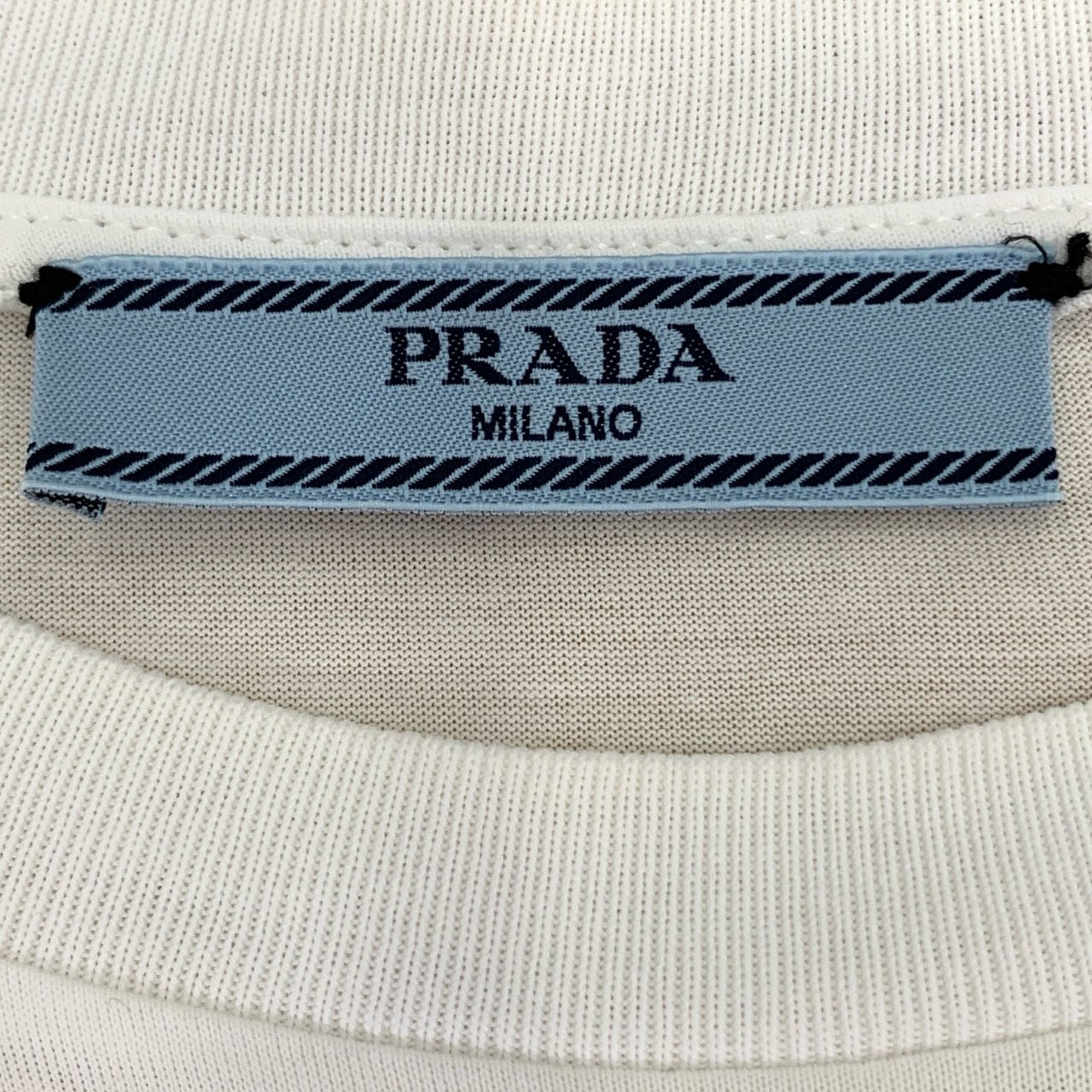 Prada Men's White Cotton T-Shirt with Pocket M