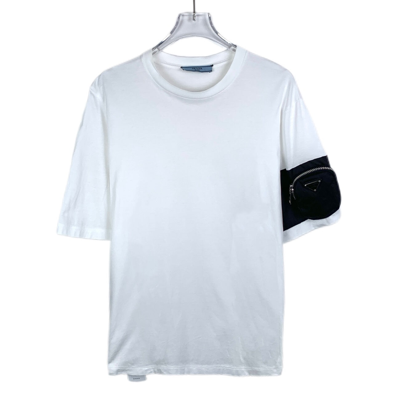 Prada Men's White Cotton T-Shirt with Pocket M