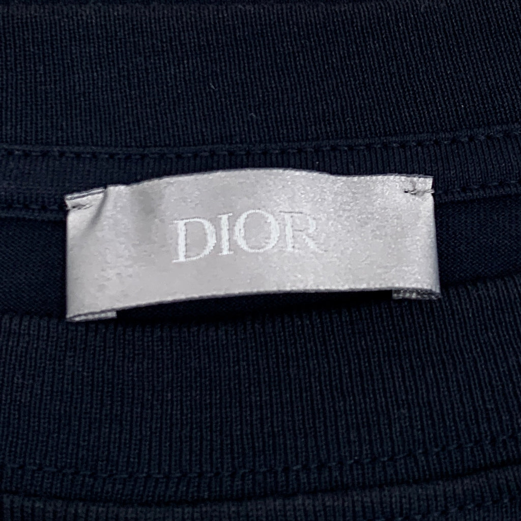 Dior Dark blue stitching logo letter jacquart cotton shirt xs