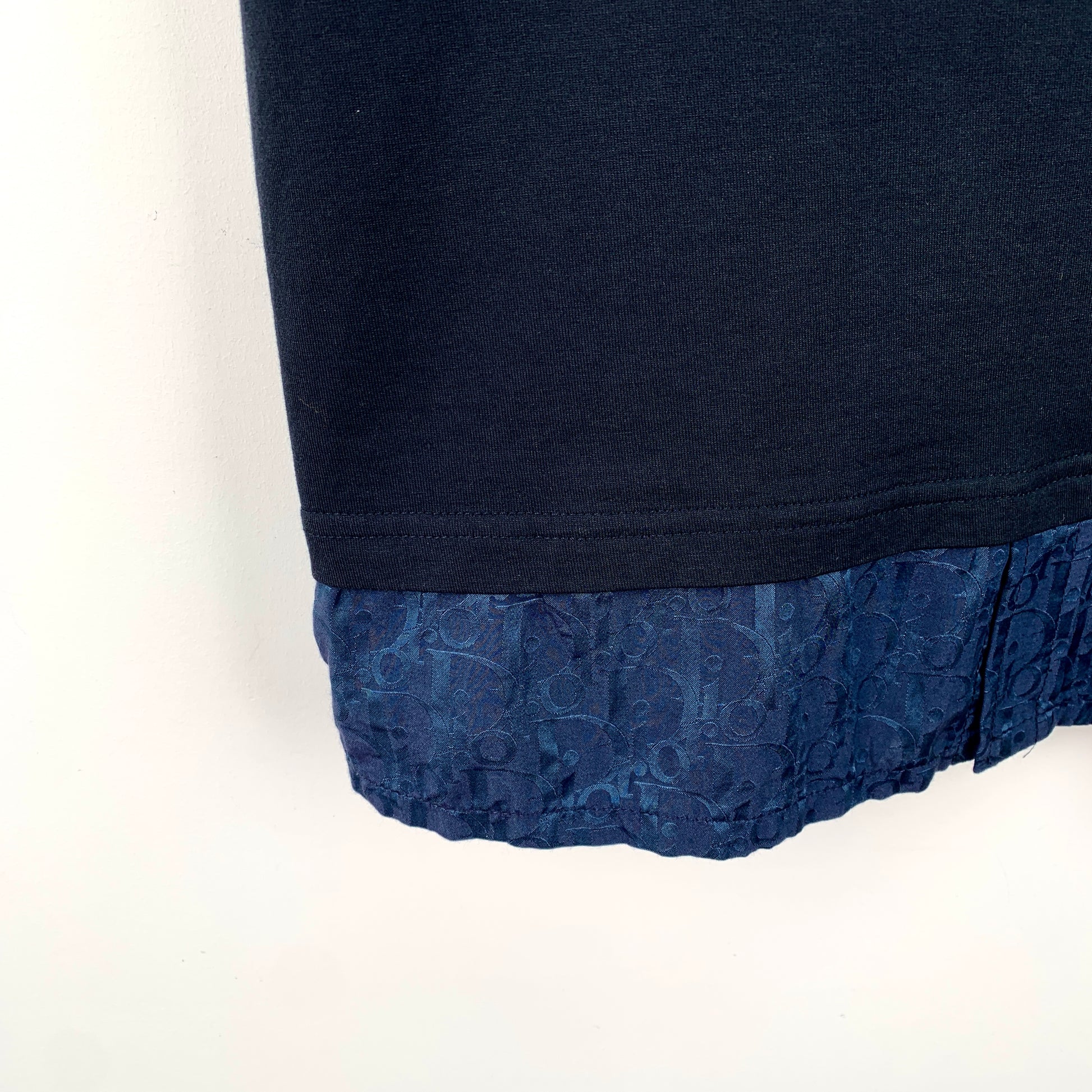 Dior Dark blue stitching logo letter jacquart cotton shirt xs