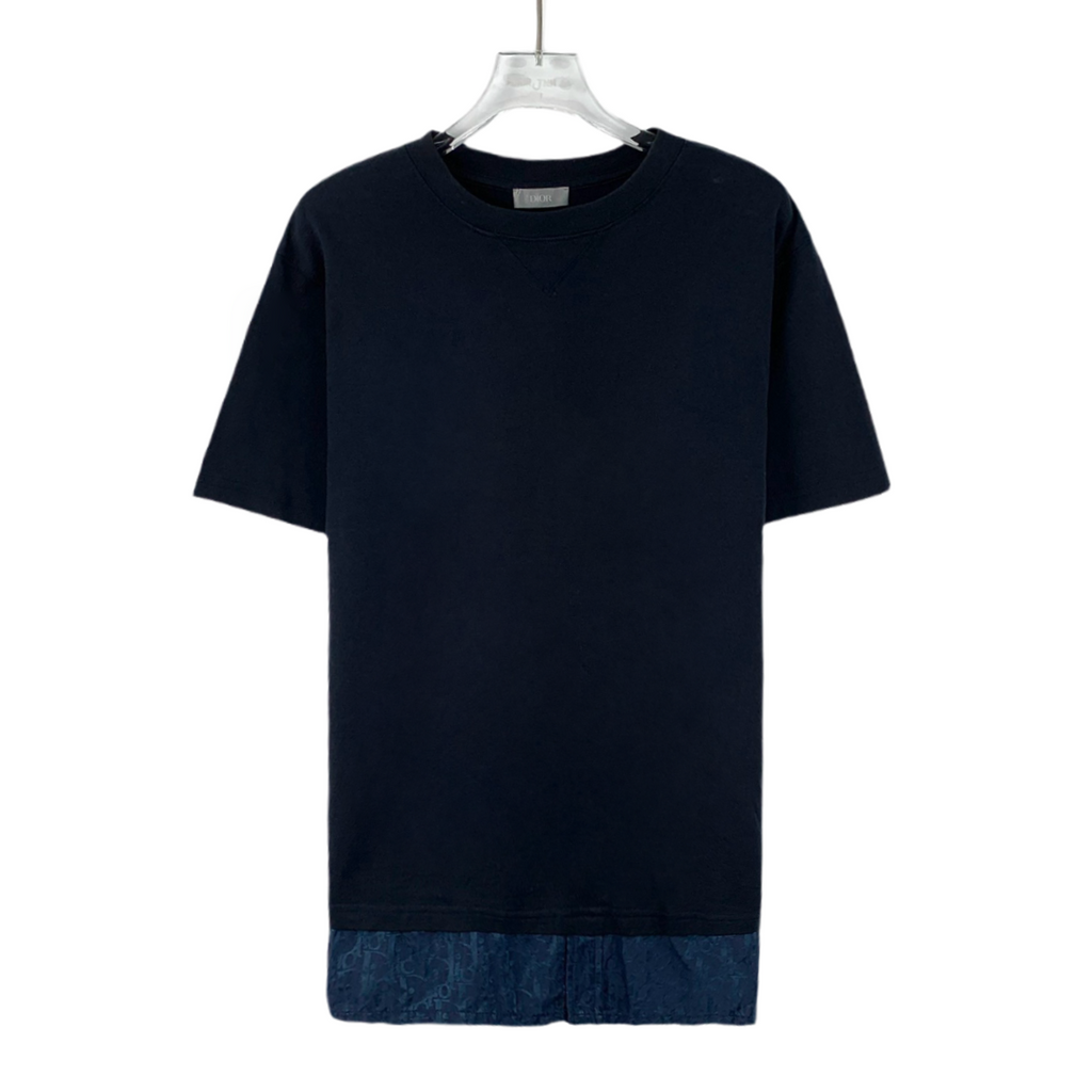Dior Dark blue stitching logo letter jacquart cotton shirt xs
