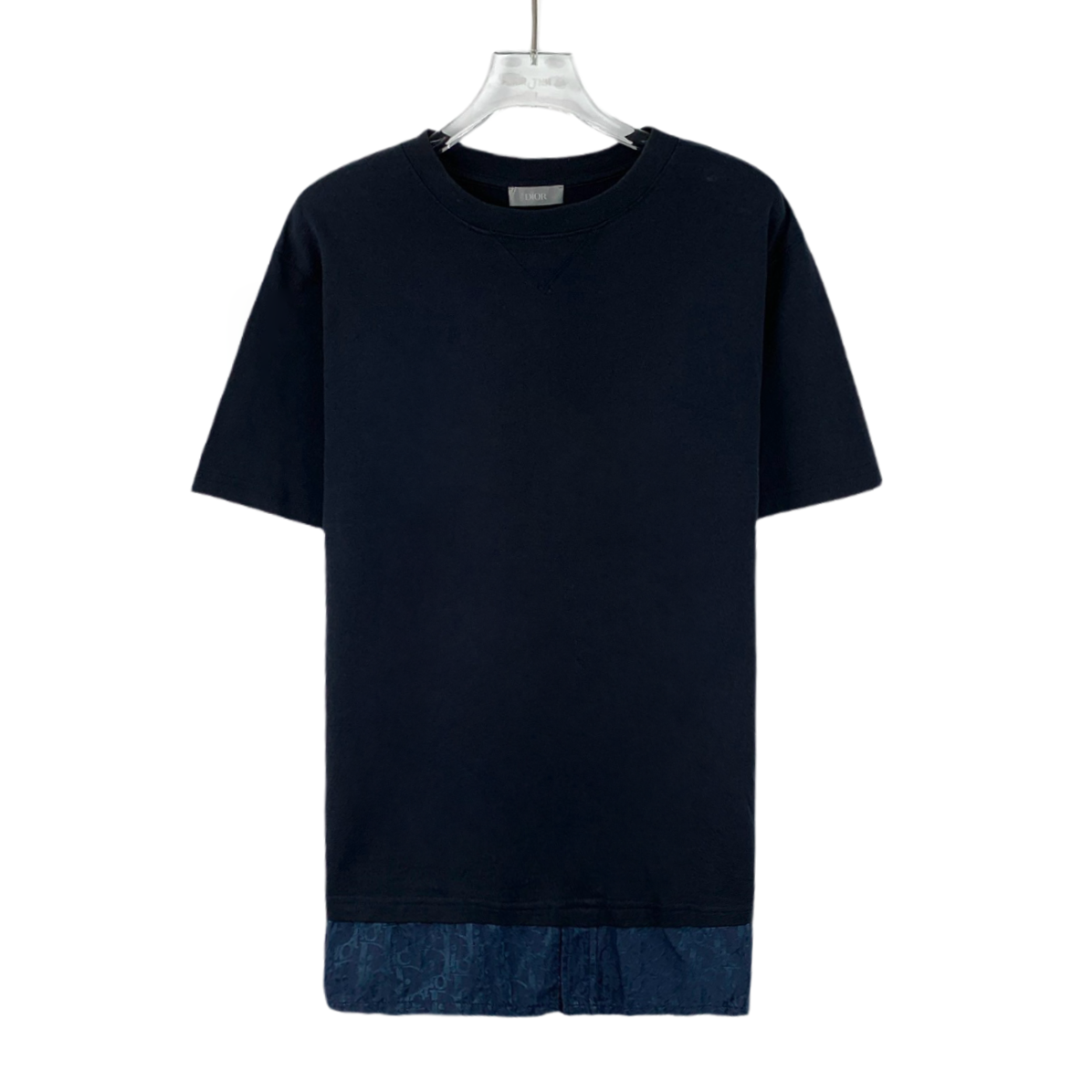 Dior Dark blue stitching logo letter jacquart cotton shirt xs