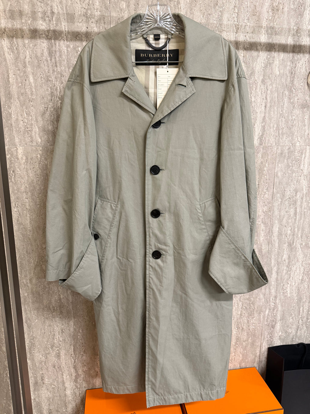 Burberry Green Cotton Trench Coat XS