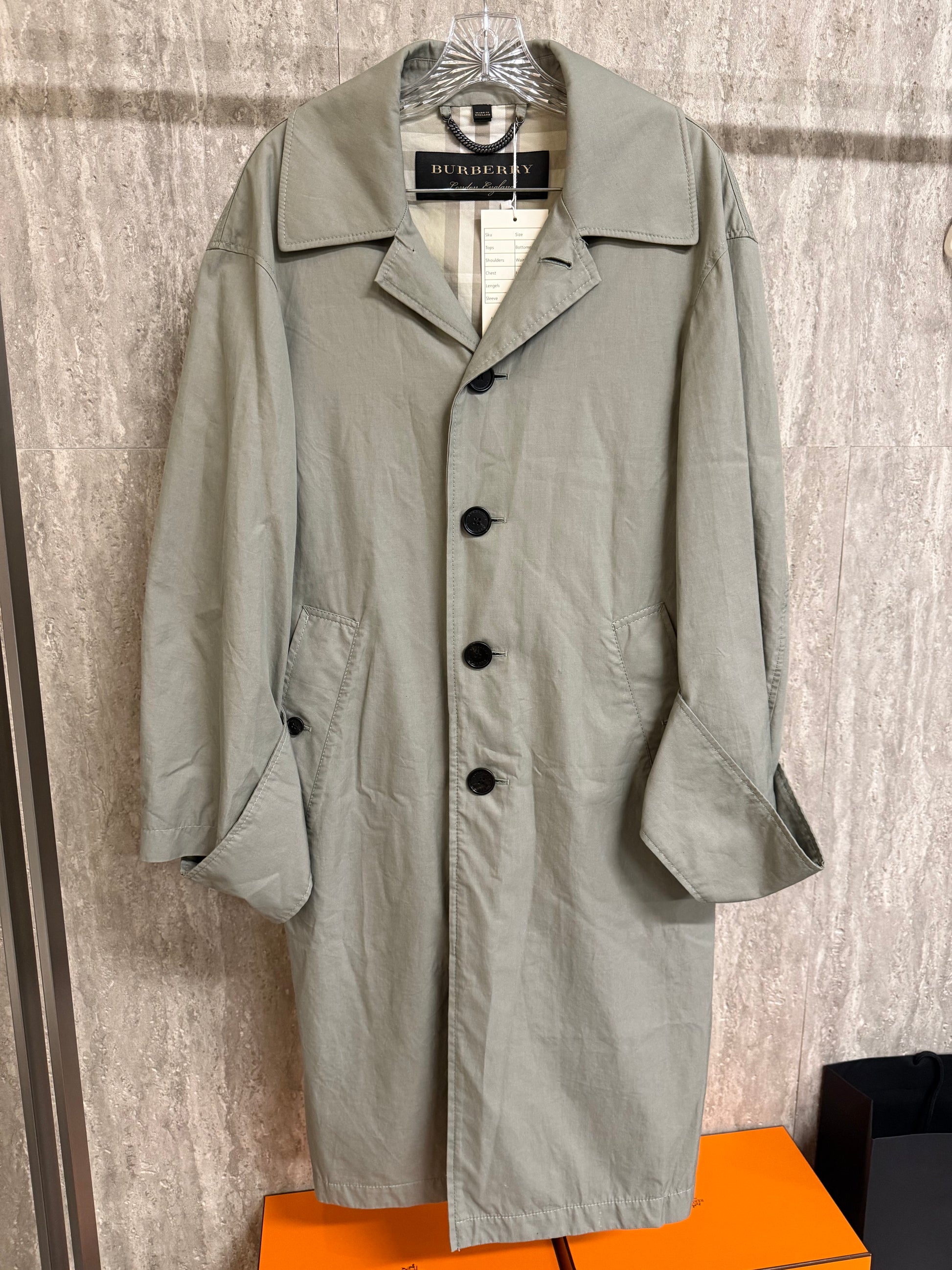 Burberry Green Cotton Trench Coat XS