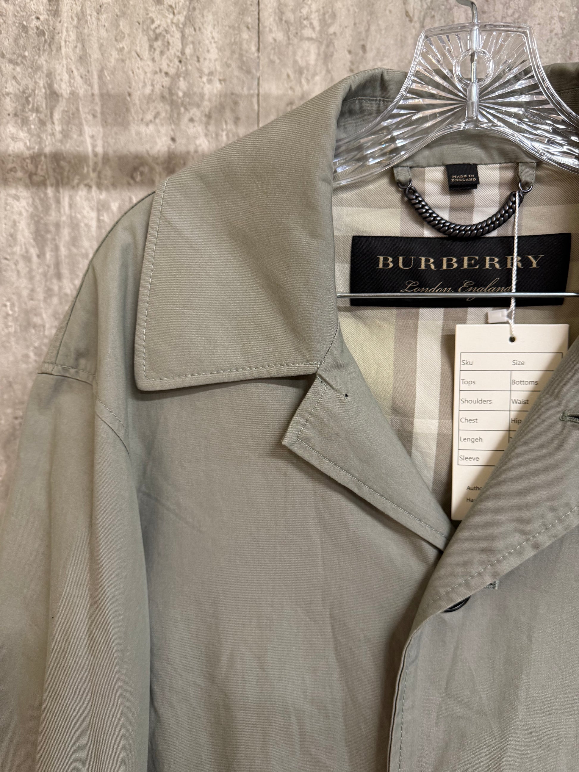 Burberry Green Cotton Trench Coat XS