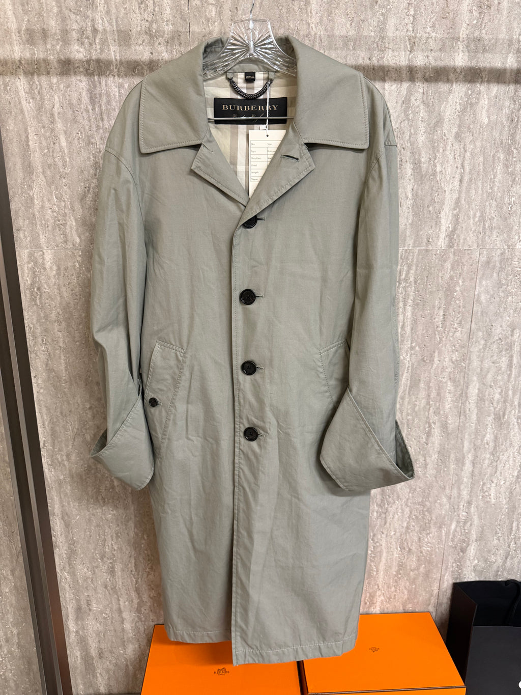 Burberry Green Cotton Trench Coat XS