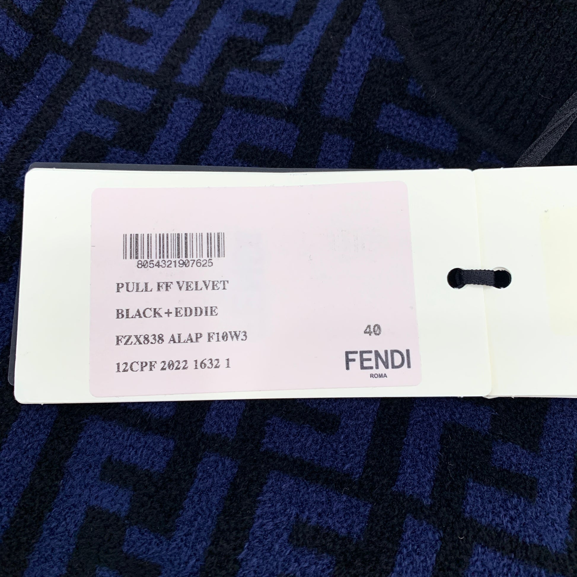 Fendi Navy Blue/Black FF Monogram Knit Crop Top M