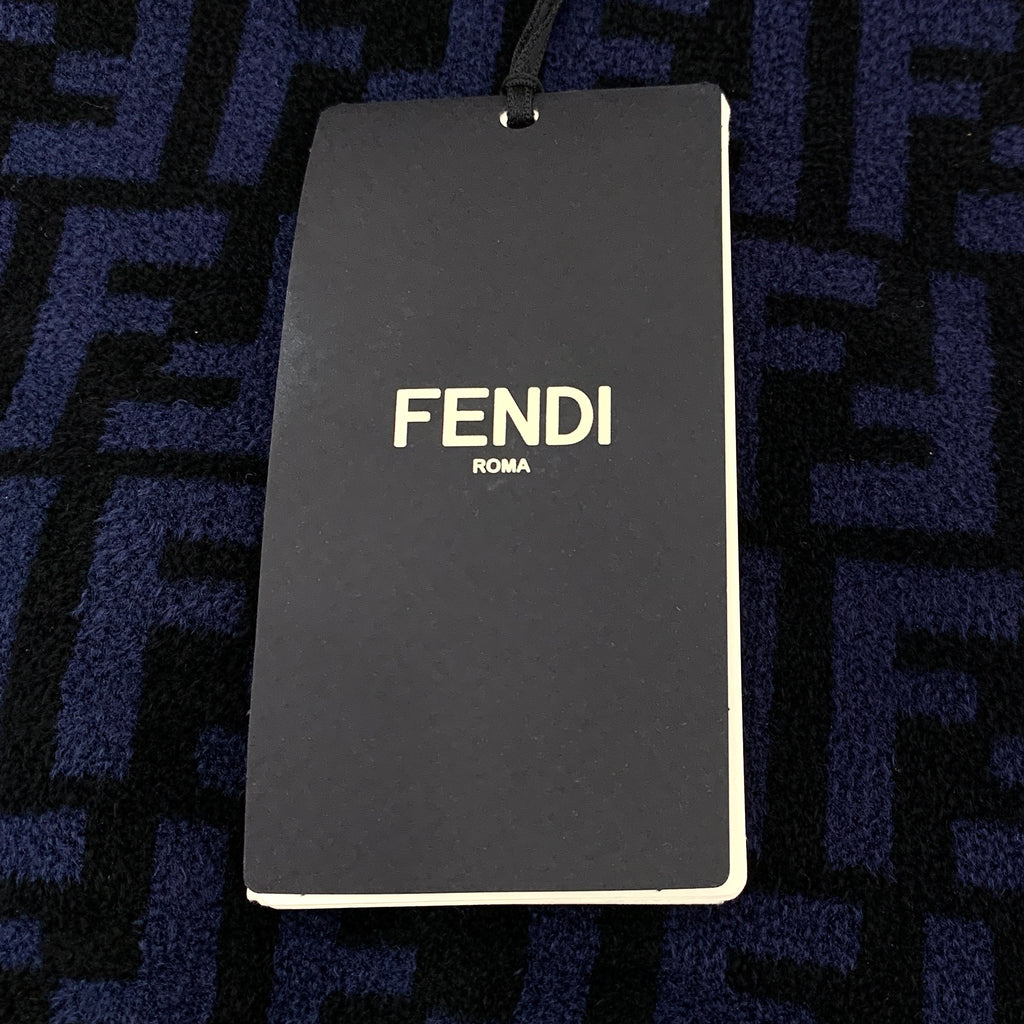 Fendi Navy Blue/Black FF Monogram Knit Crop Top M