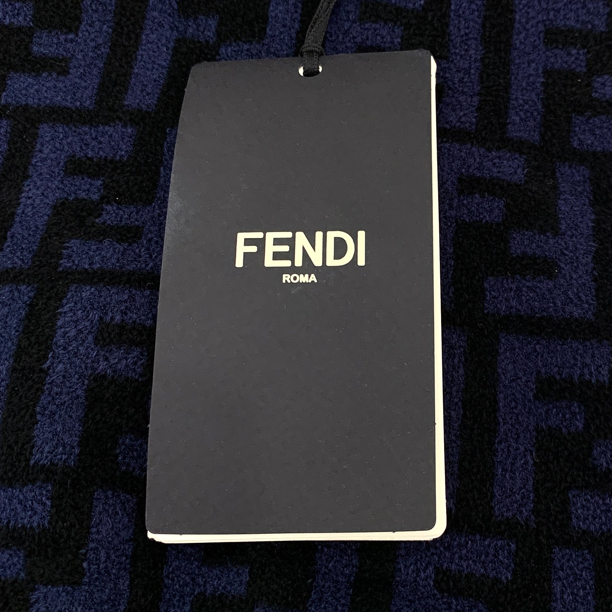 Fendi Navy Blue/Black FF Monogram Knit Crop Top M