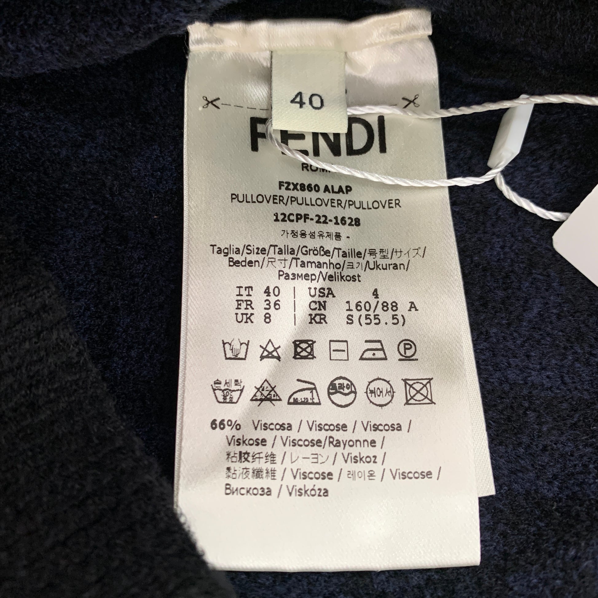 Fendi Navy Blue/Black FF Monogram Knit Crop Top M