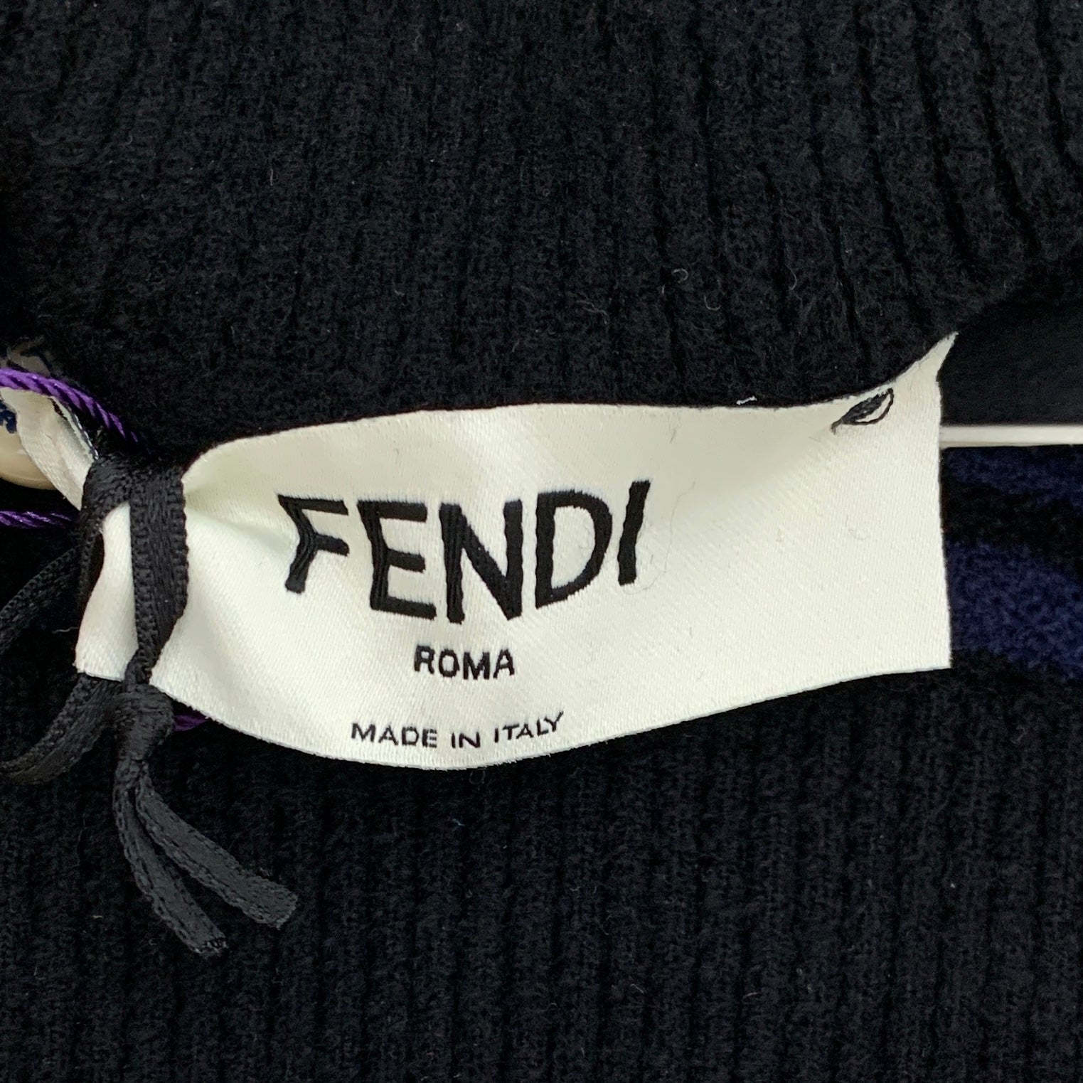 Fendi Navy Blue/Black FF Monogram Knit Crop Top M