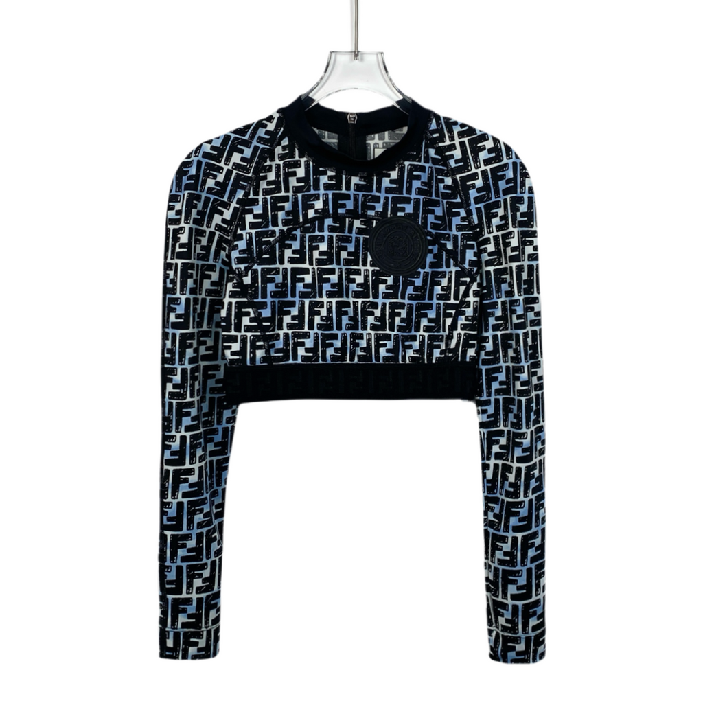Fendi  Printed Crew Neck Crop Top M