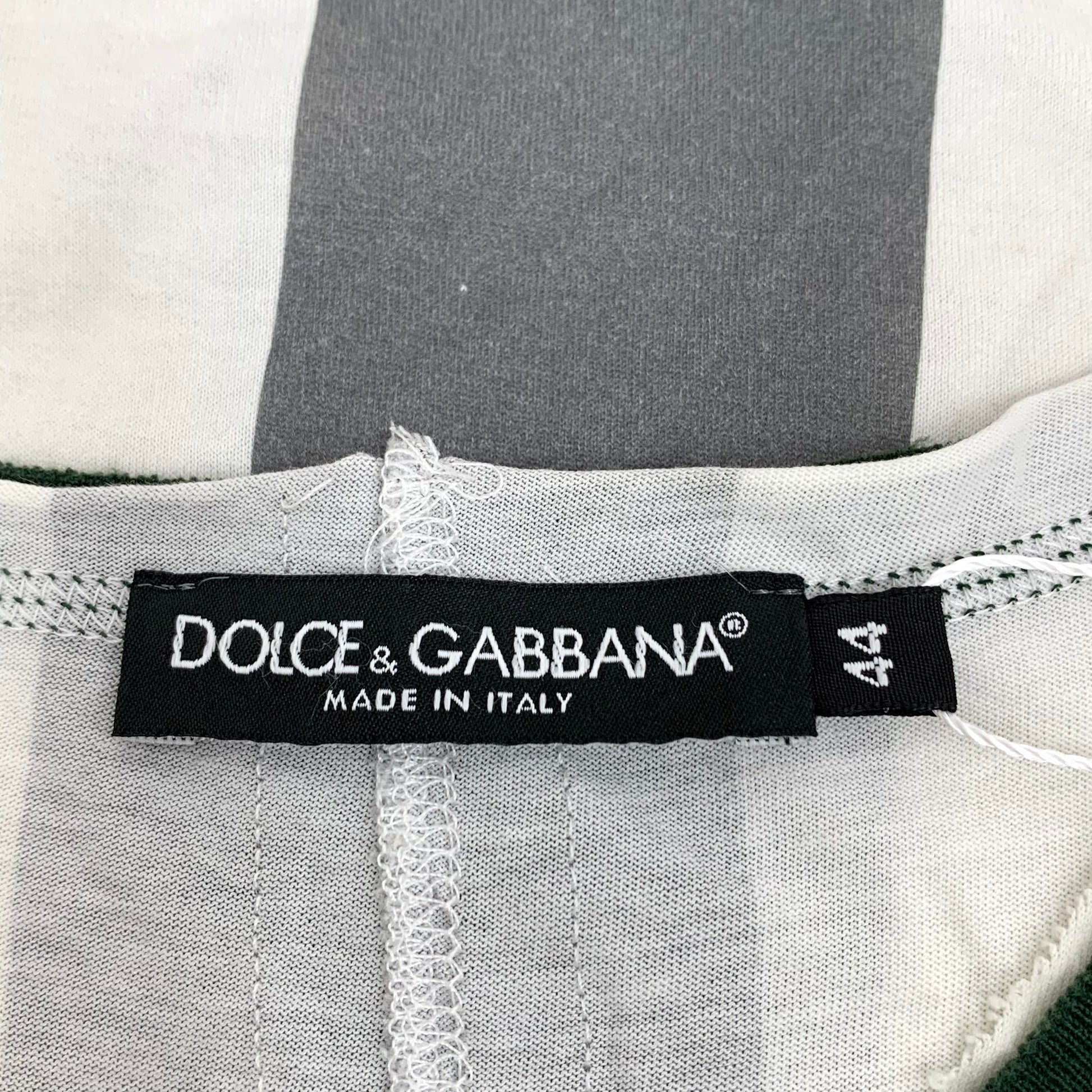Dolce & Gabbana White & Grey Striped Lemon Printed Cotton SHIRT L