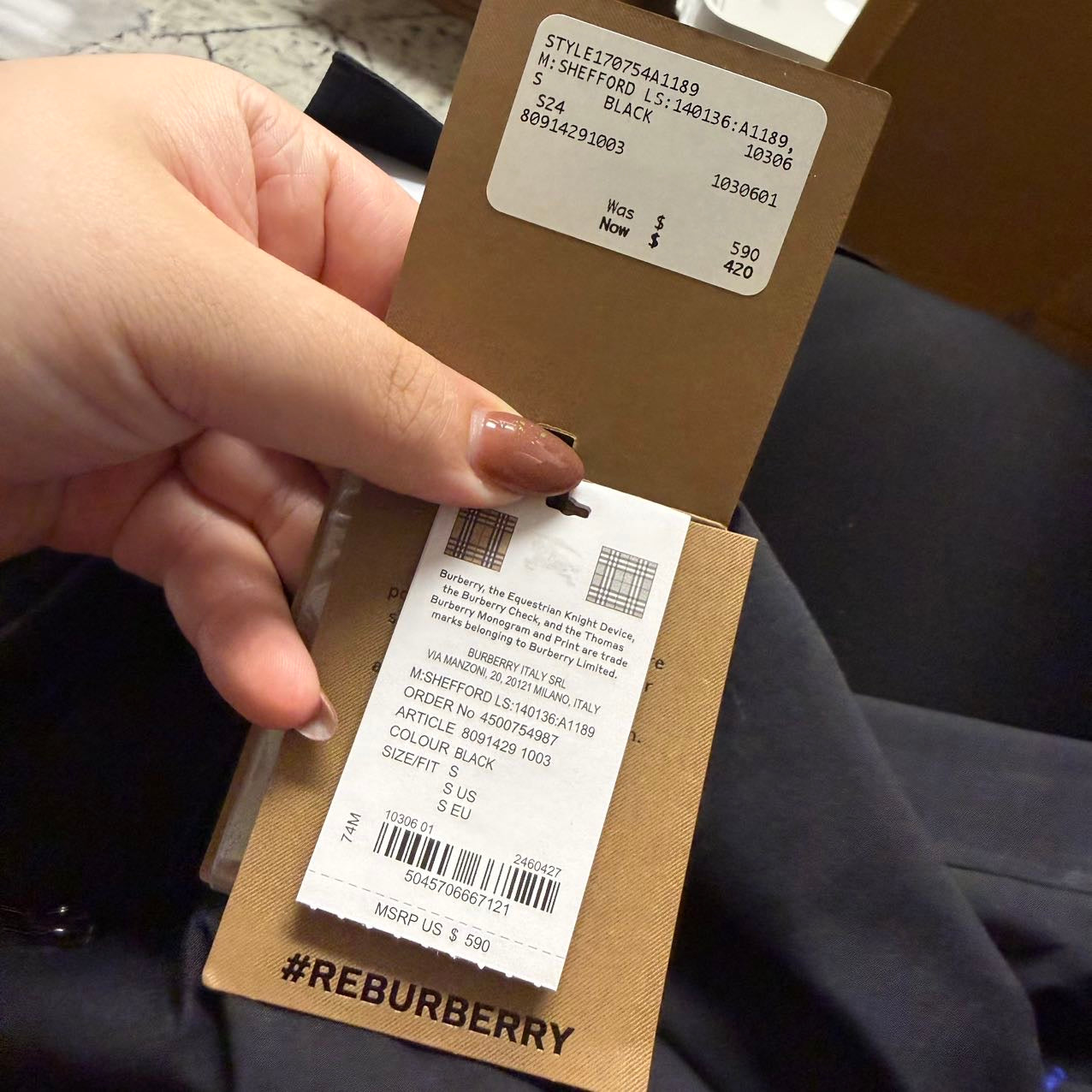 Pre-owned Burberry Shefford Long Sleeve Shirt (Black size s)