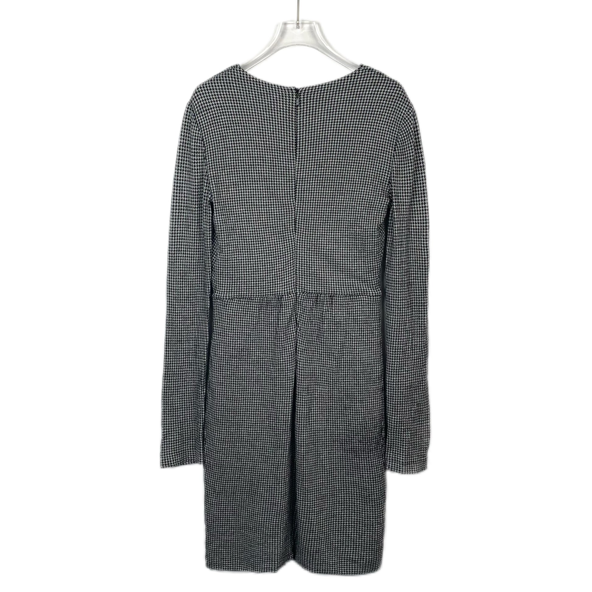 Max Mara Grey Houndstooth Wool V-Neck Dress (Size 40)