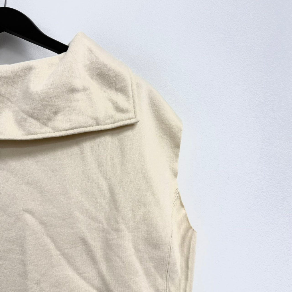 Miu Miu Spring 2022 cream logo sleeveless hoodie. L