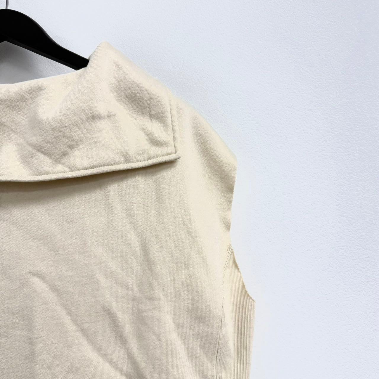Miu Miu Spring 2022 cream logo sleeveless hoodie. L