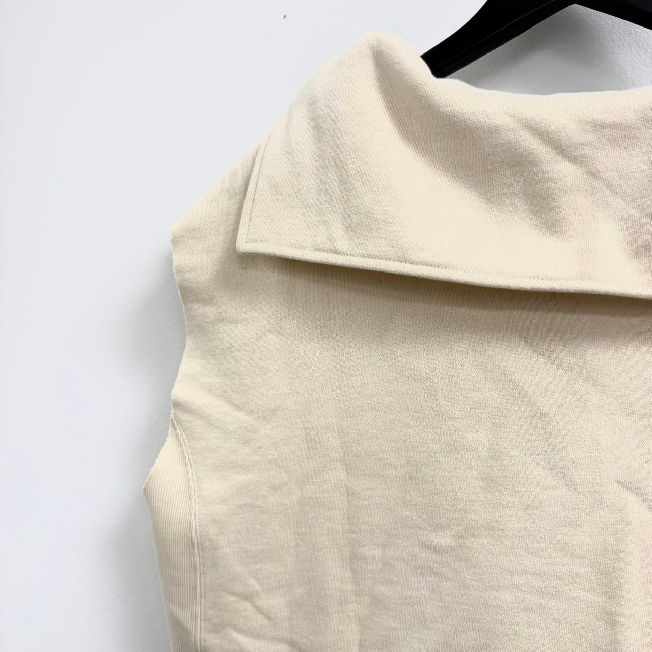 Miu Miu Spring 2022 cream logo sleeveless hoodie. L