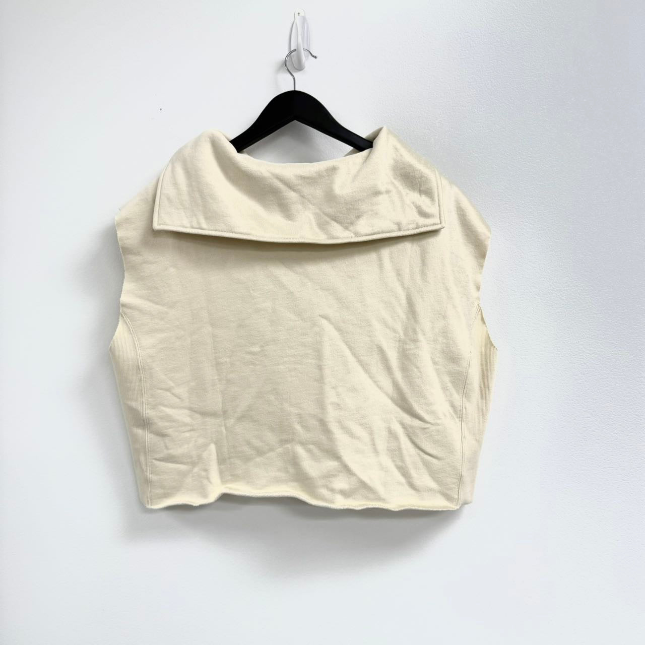 Miu Miu Spring 2022 cream logo sleeveless hoodie. L