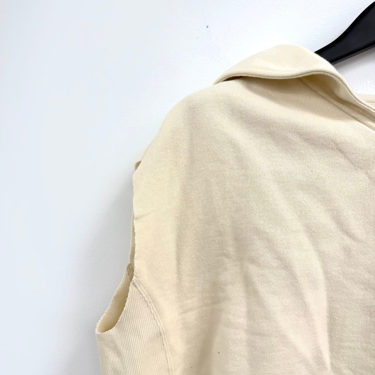 Miu Miu Spring 2022 cream logo sleeveless hoodie. L