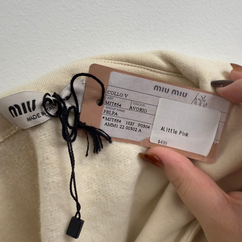 Miu Miu Spring 2022 cream logo sleeveless hoodie. L