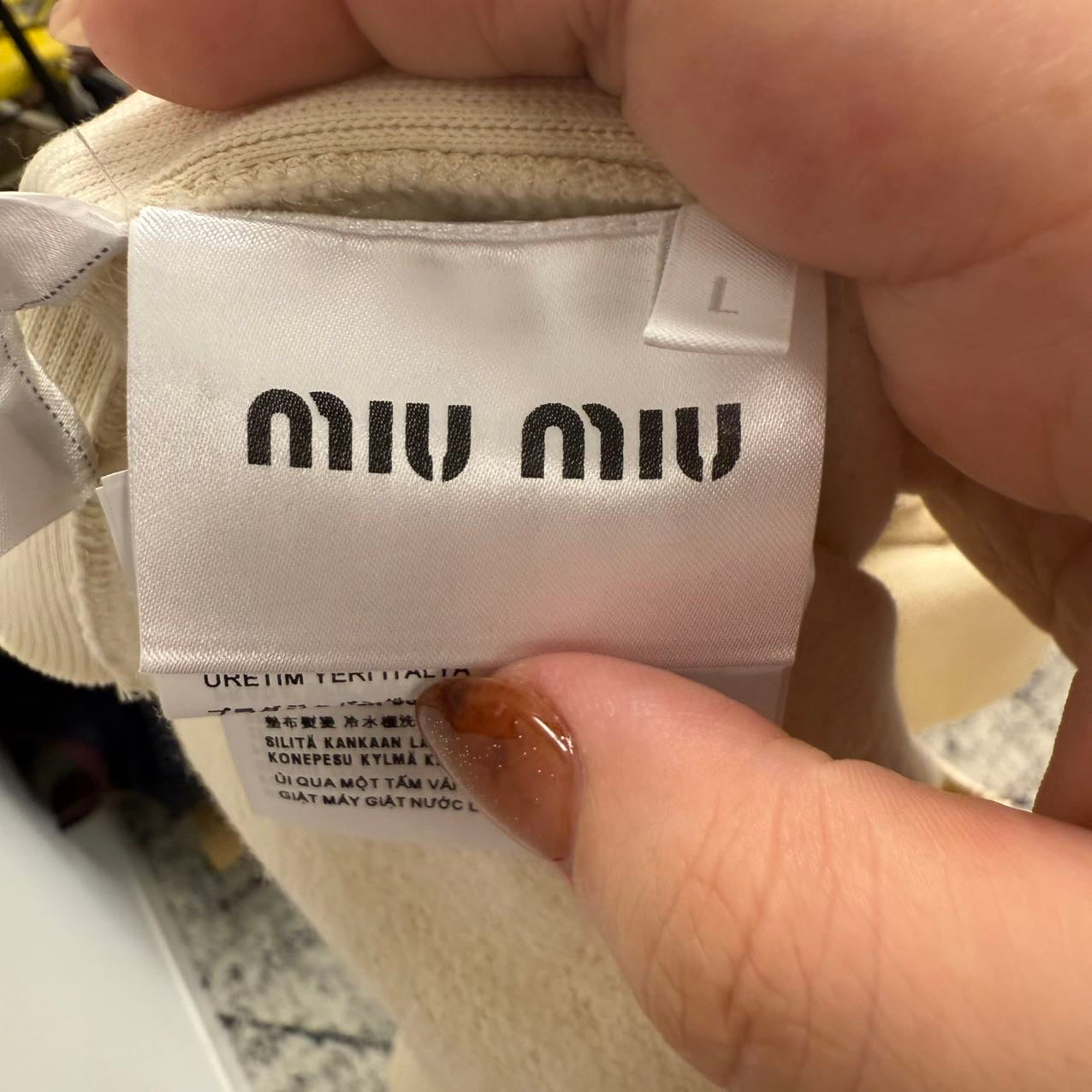 Miu Miu Spring 2022 cream logo sleeveless hoodie. L