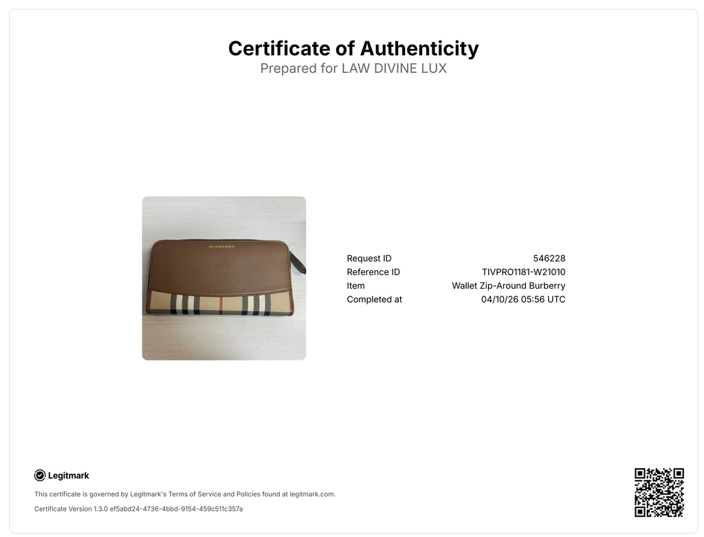 Beige House Checked PVC Zip Around Wallet W21010