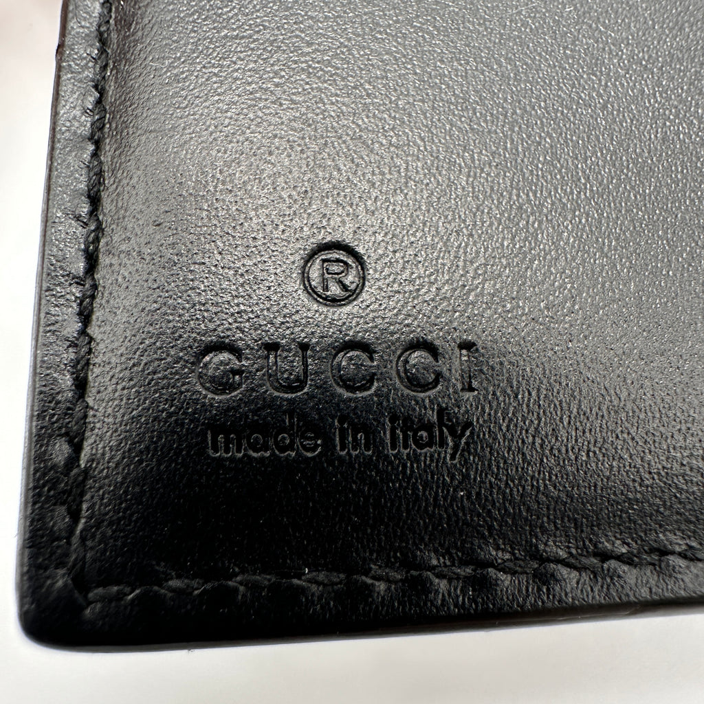Gucci Black Guccissima Leather Interlocking G French Wallet W21409