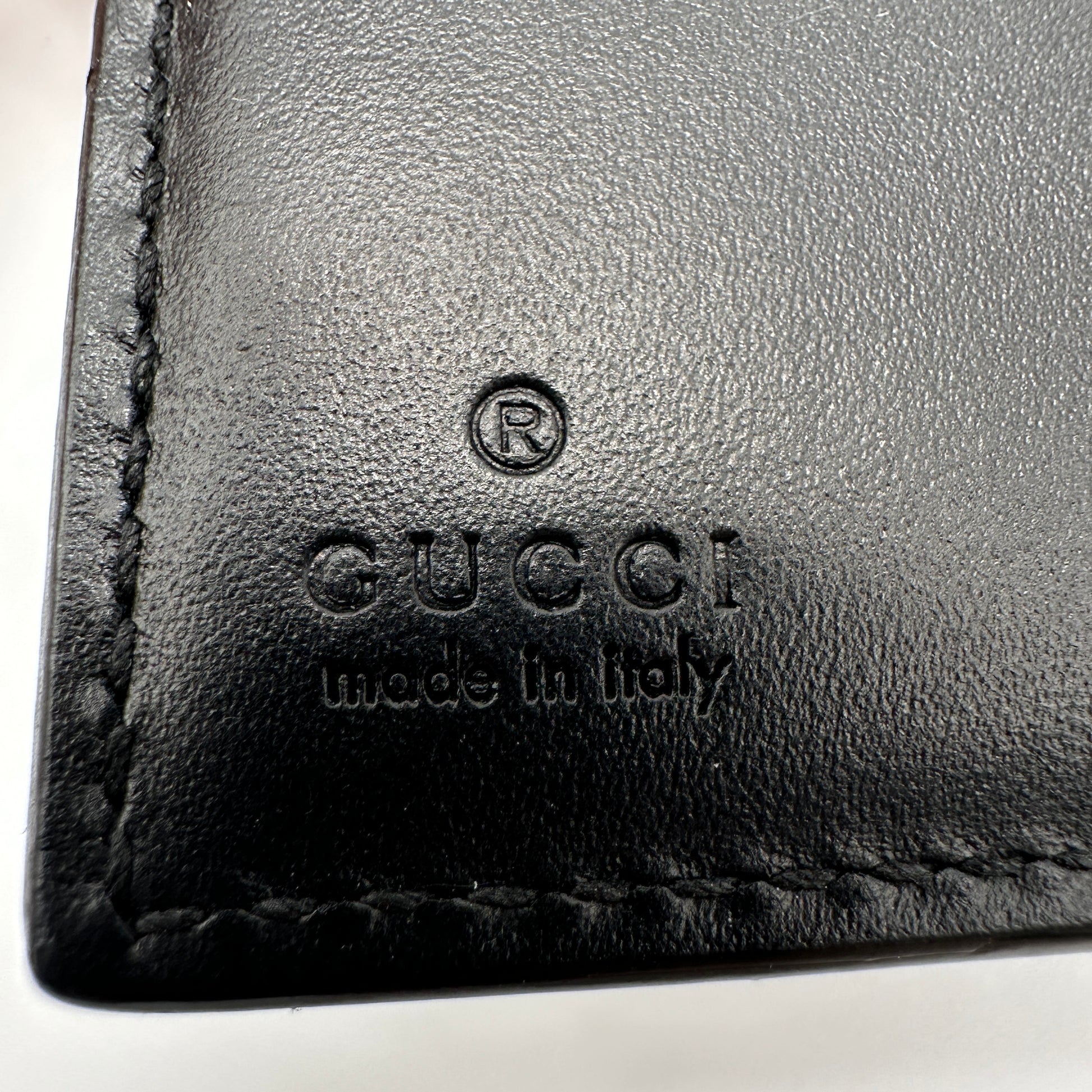 Gucci Black Guccissima Leather Interlocking G French Wallet W21409
