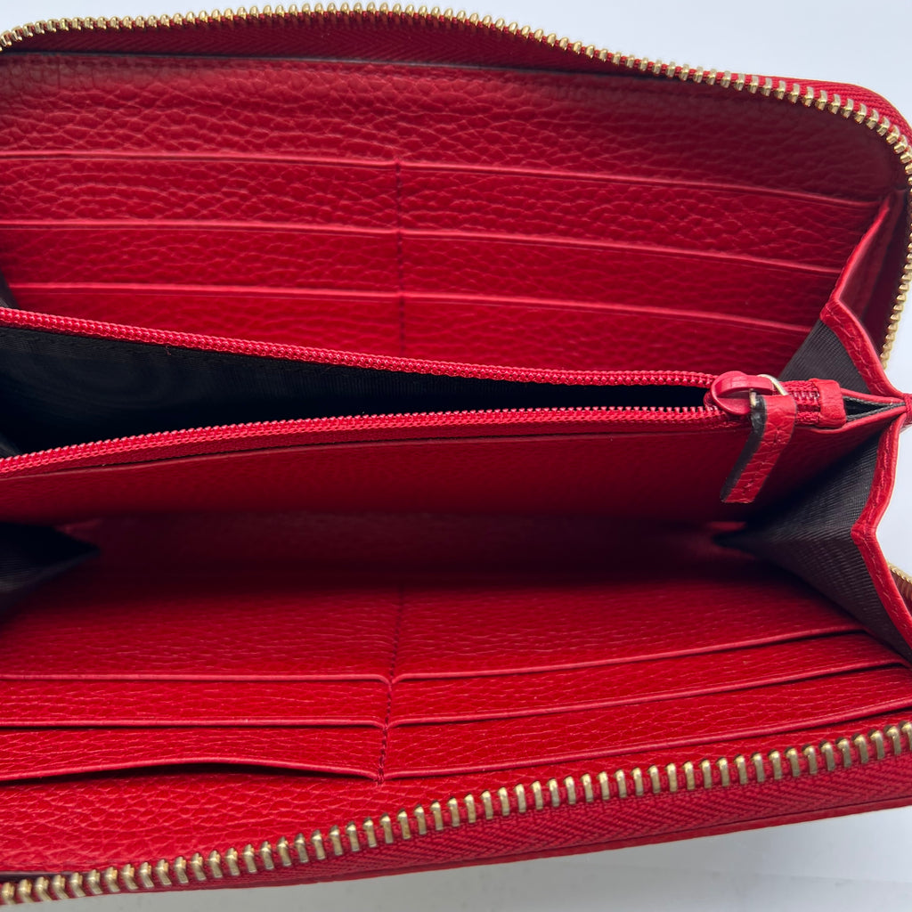Monogram Dollar Calfskin Zip Around Wallet Beige Ebony Rosso W21499