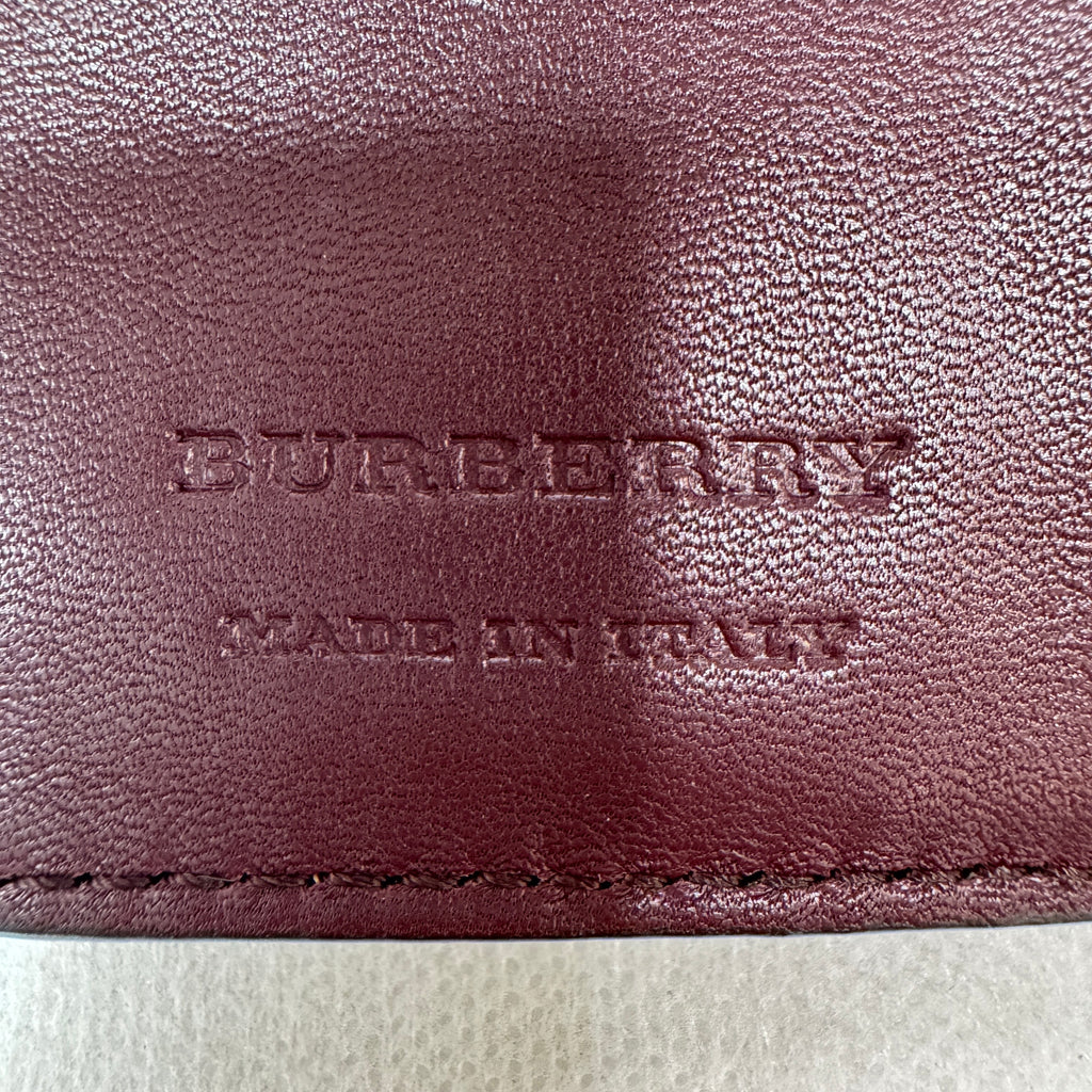 Grainy Calfskin House Check Wellington Wallet Mahogany Red W21385