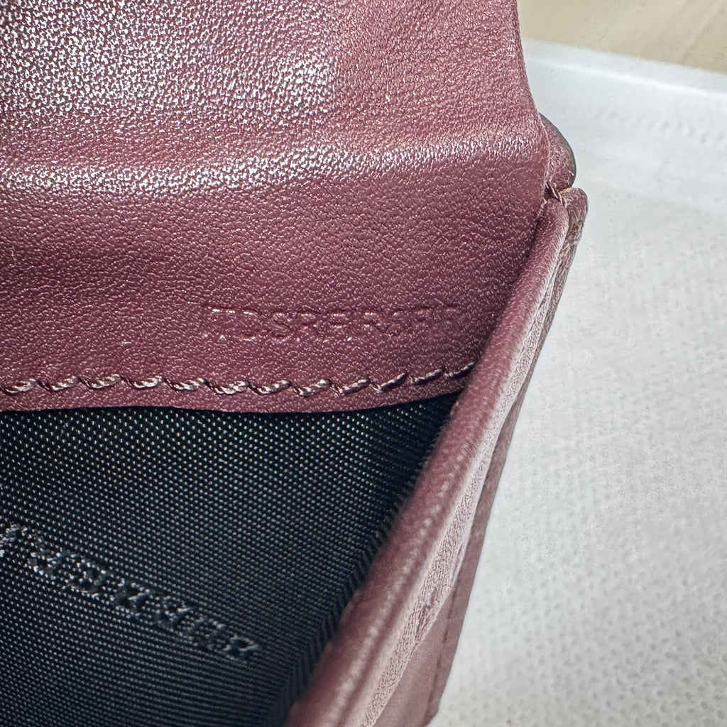 Grainy Calfskin House Check Wellington Wallet Mahogany Red W21385